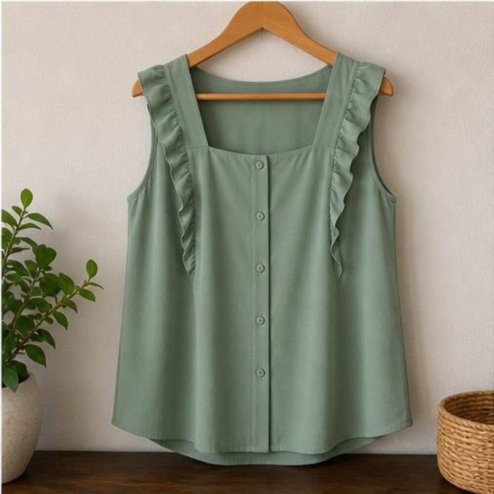 Sage Ruffle Blouse
